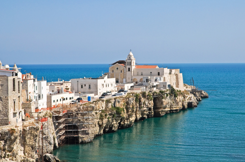 Featuring a panoramic view of Vieste. Puglia. Italy.