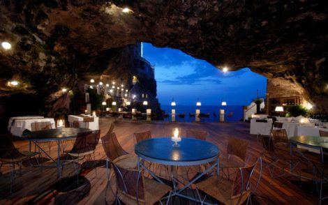 Romantic restaurant in a cave Grotta Palazzese Puglia Italy